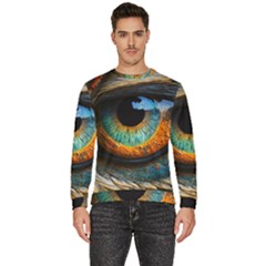 Eye Bird Feathers Vibrant Men s Fleece Sweatshirt