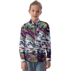 Abstract Strata Iv Kids  Long Sleeve Shirt by kaleidomarblingart