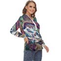 Abstract strata IV Zip Up Long Sleeve Blouse View3