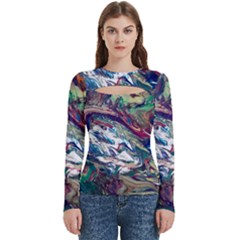 Abstract Strata Iv Women s Cut Out Long Sleeve T-shirt by kaleidomarblingart