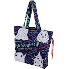 Experience Feeling Clothing Self Drawstring Tote Bag by Paksenen