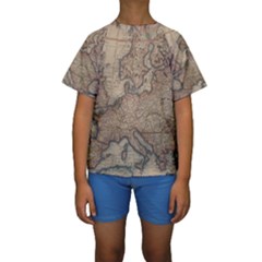 Old Vintage Classic Map Of Europe Kids  Short Sleeve Swimwear by Paksenen