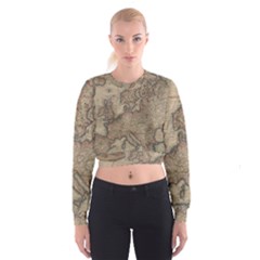 Old Vintage Classic Map Of Europe Cropped Sweatshirt