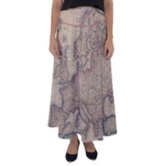 Old Vintage Classic Map Of Europe Flared Maxi Skirt by Paksenen