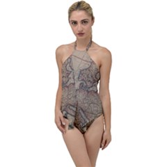 Old Vintage Classic Map Of Europe Go With The Flow One Piece Swimsuit