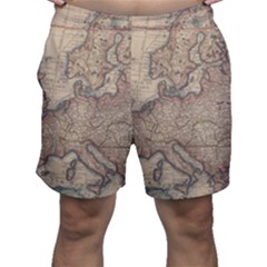 Old Vintage Classic Map Of Europe Men s Shorts by Paksenen