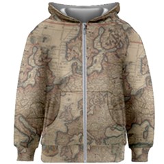 Old Vintage Classic Map Of Europe Kids  Zipper Hoodie Without Drawstring