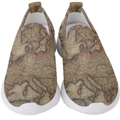 Old Vintage Classic Map Of Europe Kids  Slip On Sneakers by Paksenen