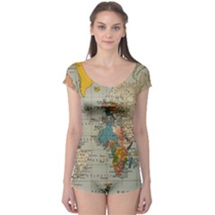 Vintage World Map Boyleg Leotard  by Loisa77