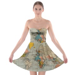 Vintage World Map Strapless Bra Top Dress by Loisa77