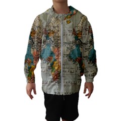 Vintage World Map Kids  Hooded Windbreaker