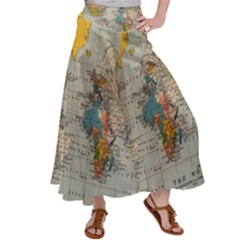 Vintage World Map Women s Satin Palazzo Pants by Loisa77