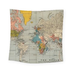 Vintage World Map Square Tapestry (small)