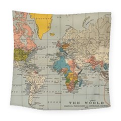 Vintage World Map Square Tapestry (large)