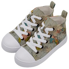 Vintage World Map Kids  Mid-top Canvas Sneakers by Loisa77