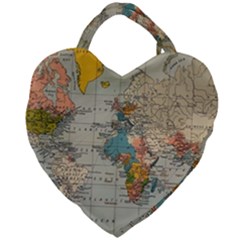 Vintage World Map Giant Heart Shaped Tote by Loisa77