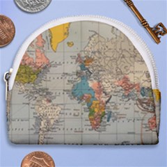 Vintage World Map Horseshoe Style Canvas Pouch by Loisa77