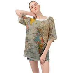 Vintage World Map Oversized Chiffon Top by Loisa77