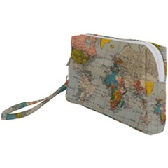 Vintage World Map Wristlet Pouch Bag (small) by Loisa77