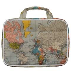 Vintage World Map Travel Toiletry Bag With Hanging Hook