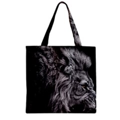 Angry Male Lion Wild Animal Zipper Grocery Tote Bag by Loisa77