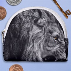 Angry Male Lion Wild Animal Horseshoe Style Canvas Pouch by Loisa77