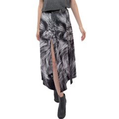 Angry Male Lion Wild Animal Velour Split Maxi Skirt by Loisa77