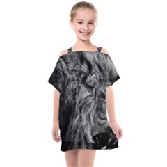 Angry Male Lion Wild Animal Kids  One Piece Chiffon Dress by Loisa77