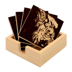 Angry Male Lion Wild Animal Bamboo Coaster Set by Loisa77