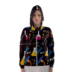 Science Lesson Flat Vector Seamless Pattern Women s Hooded Windbreaker