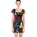 Science Lesson Flat Vector Seamless Pattern Short Sleeve Bodycon Dress View1