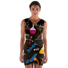 Science Lesson Flat Vector Seamless Pattern Wrap Front Bodycon Dress by Loisa77