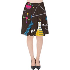 Science Lesson Flat Vector Seamless Pattern Velvet High Waist Skirt by Loisa77