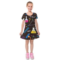 Science Lesson Flat Vector Seamless Pattern Kids  Short Sleeve Velvet Dress by Loisa77