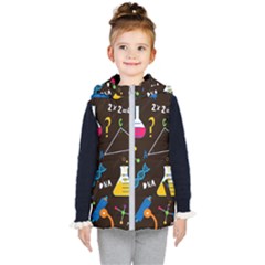 Science Lesson Flat Vector Seamless Pattern Kids  Hooded Puffer Vest