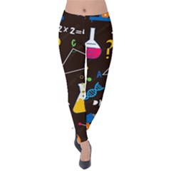 Science Lesson Flat Vector Seamless Pattern Velvet Leggings by Loisa77