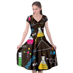 Science Lesson Flat Vector Seamless Pattern Cap Sleeve Wrap Front Dress by Loisa77