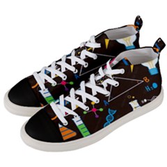 Science Lesson Flat Vector Seamless Pattern Men s Mid-top Canvas Sneakers by Loisa77