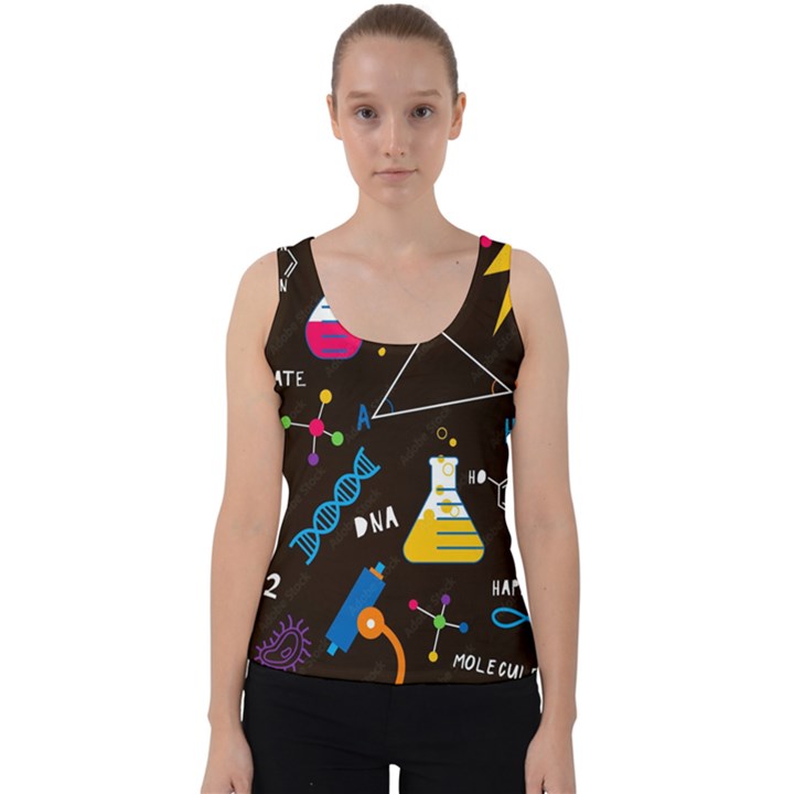 Science Lesson Flat Vector Seamless Pattern Velvet Tank Top