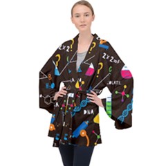 Science Lesson Flat Vector Seamless Pattern Long Sleeve Velvet Kimono  by Loisa77