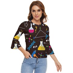 Science Lesson Flat Vector Seamless Pattern Bell Sleeve Top