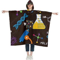 Science Lesson Flat Vector Seamless Pattern Women s Hooded Rain Ponchos