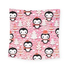 Cute Penguin Pattern Square Tapestry (small) by Loisa77