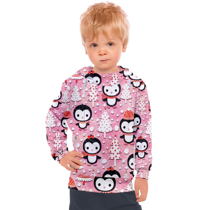 Cute Penguin Pattern Kids  Hooded Pullover