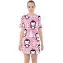 Cute Penguin Pattern Sixties Short Sleeve Mini Dress View1