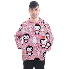 Cute Penguin Pattern Men s Half Zip Pullover