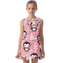 Cute Penguin Pattern Kids  Pilgrim Collar Ruffle Hem Dress View1