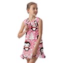 Cute Penguin Pattern Kids  Pilgrim Collar Ruffle Hem Dress View2