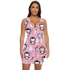 Cute Penguin Pattern Draped Bodycon Dress by Loisa77