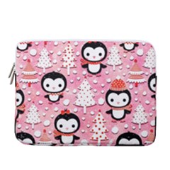 Cute Penguin Pattern 14  Vertical Laptop Sleeve Case With Pocket by Loisa77